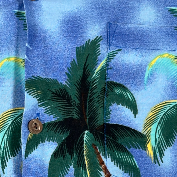 Vintage Hawaiian Shirt Adult LARGE Blue Go Hawaii Aloha Parrot Beach Surf 80s - Picture 5 of 9